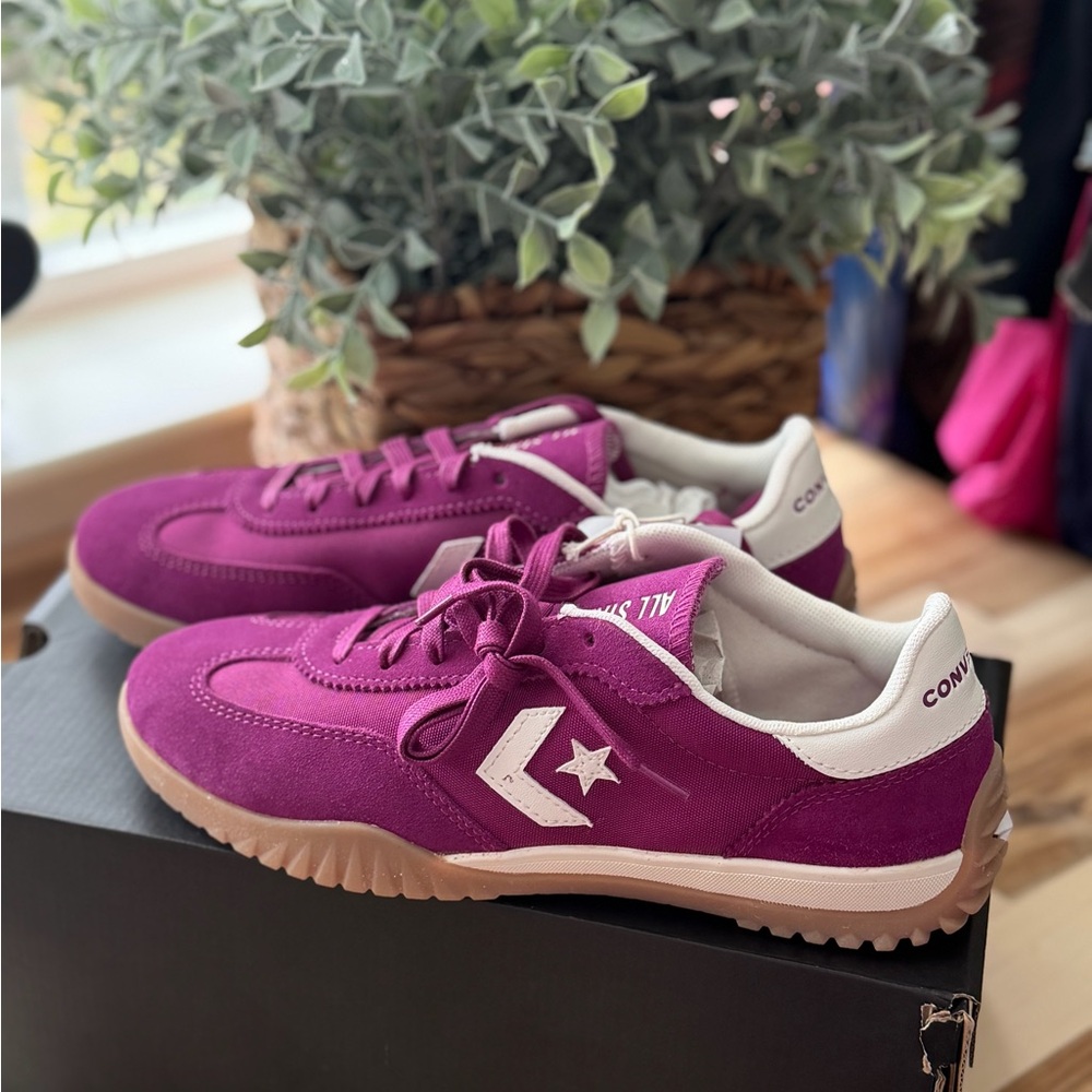 Converse Women’s Retro Runner Sneakers in Fuchsia with White Accents